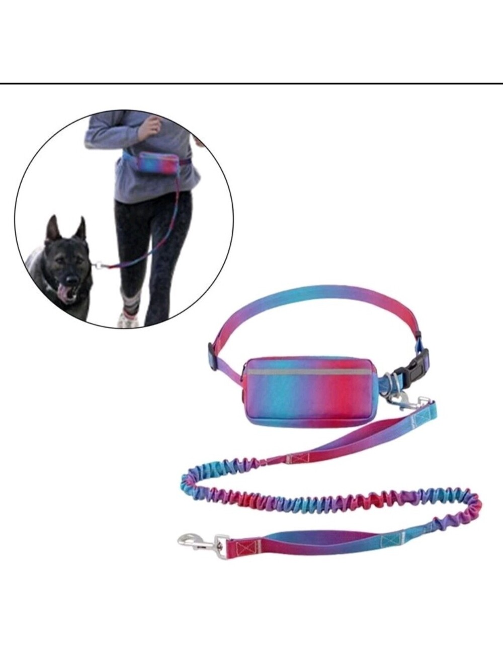 Dog Harness Waist Leash with Pouch Bag, Handsfree